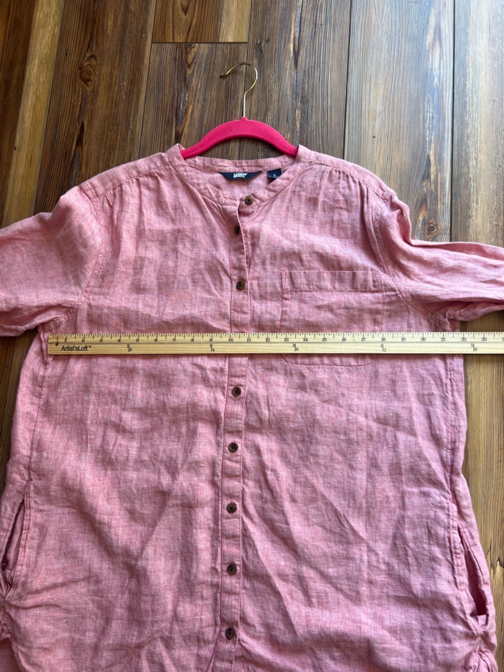 Lands' End Women’s Long-Sleeve Button-Down Tunic - Coral Redish  Pink - Picture 10 of 10